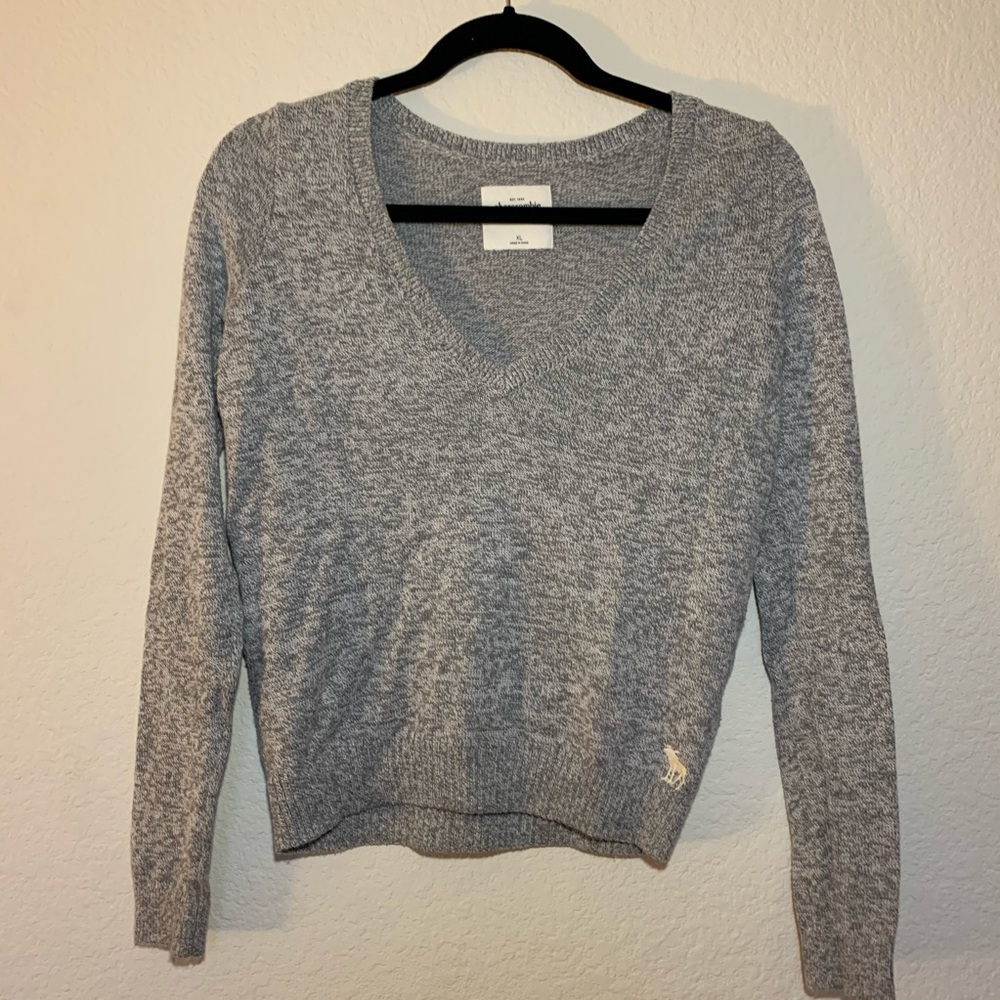 Abercrombie Kids Grey Knit V-Neck Sweater
